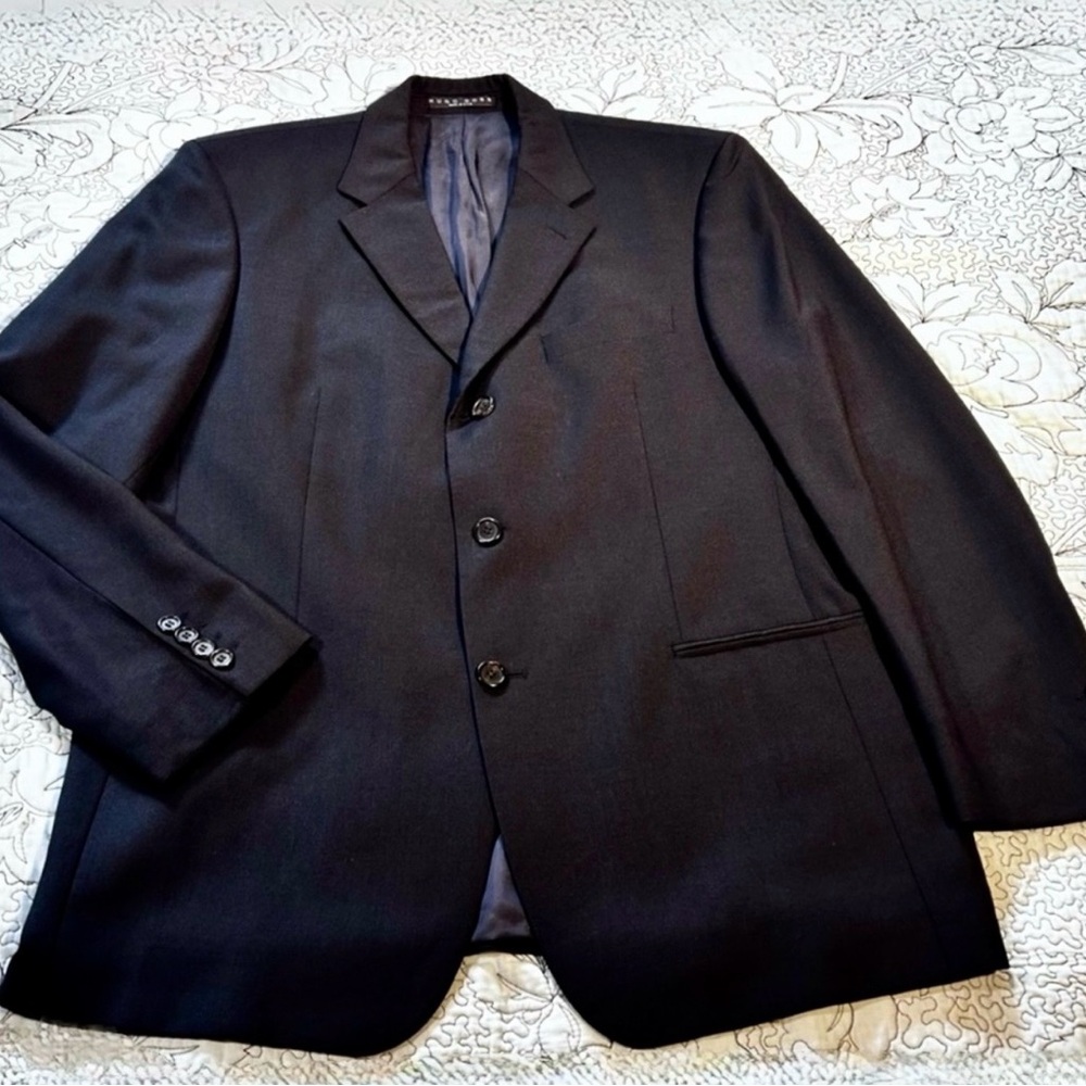 BOSS Hugo Boss Navy Virgin Wool 3 Button Blazer 42S Made in USA💛 - Picture 6 of 12